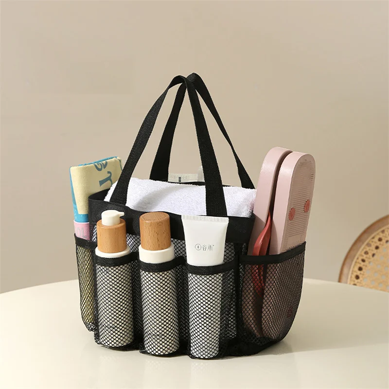 Portable Mesh Shower Caddy Tote Beach Bag Travel Storage Wash Bag Swimming Bath Bag Suitable For Outdoor Camping Quick Dry Tote