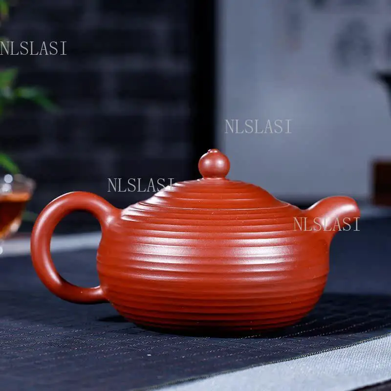 250ml Ball Infuser Yixing Zisha Teapot Ribbed Texture Purple Clay Kung Fu Tea Pot Chinese Handmade Tea Ceremony Collection Gift