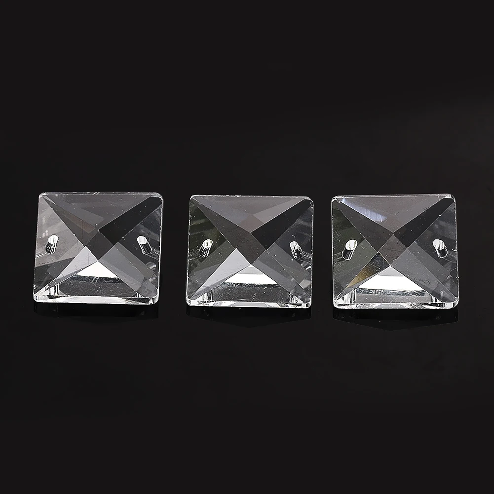 10PC 22MM Clear Geometry Square Rectangle Double Hole Glass Crystal Pendant Faceted Prism Shining Sun Catcher Chandelier Dangle