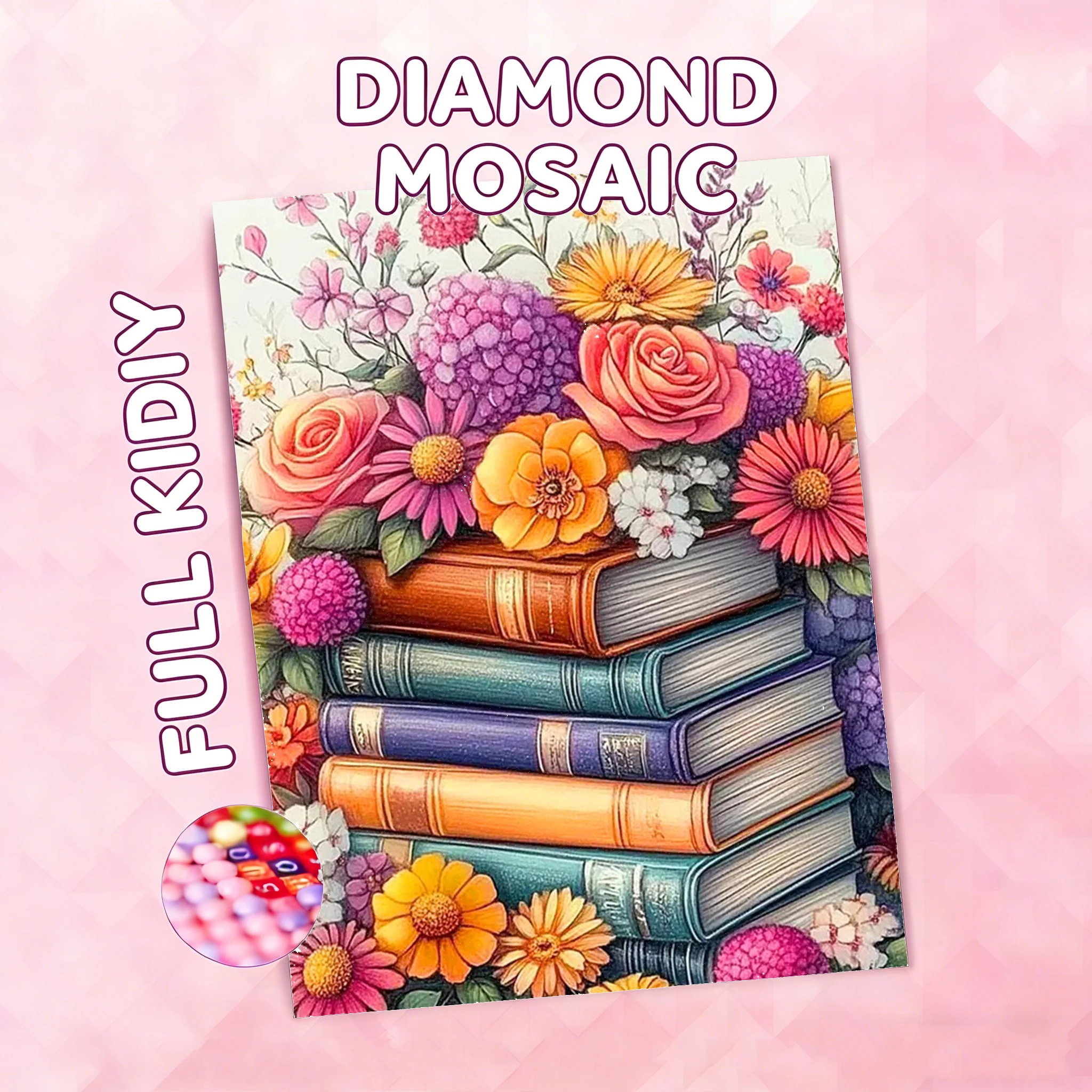 AZQSD Peinture Diamant Rose Fleur Livre Paysage Artisanat Adulte Cadeau Unique Mosaïque Décoration Maison DIY Art Fait Main