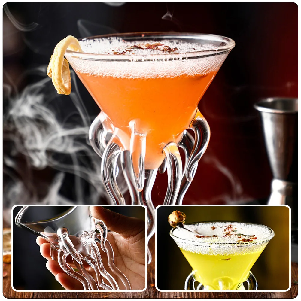 

Creative Octopus Shape Wine Glass Pair Reusable Cocktail Glasses for Birthday Wedding Holiday Party Decorative Drinkware