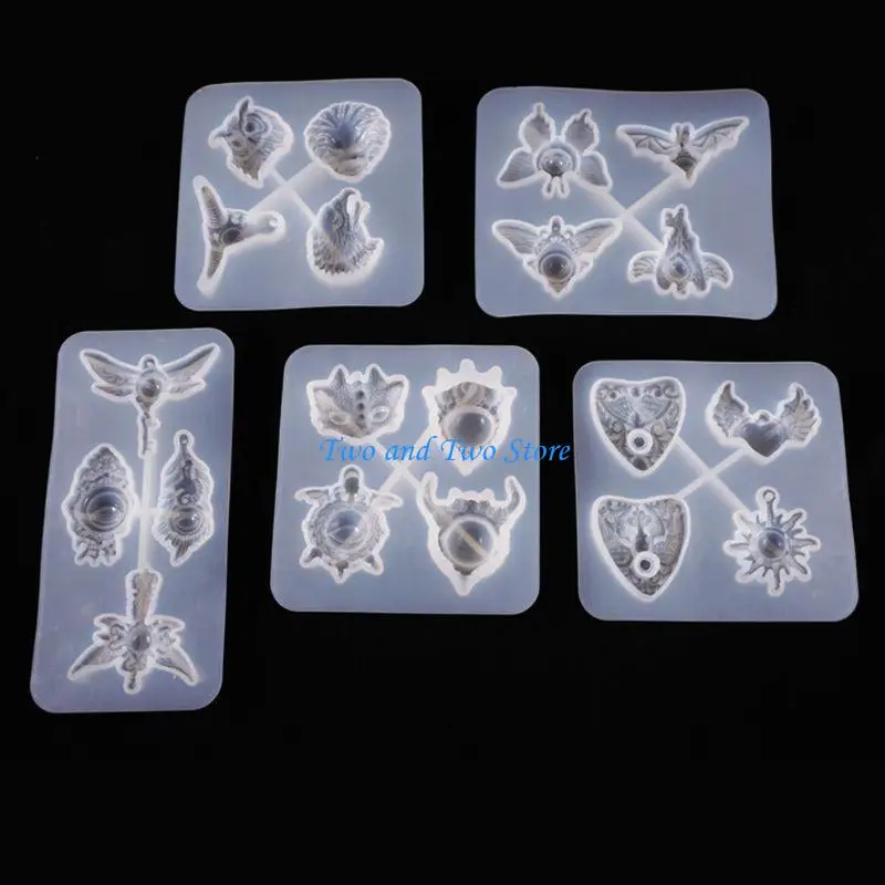 HX6F Handicrafts Crystal Epoxy Resin Mold Handmade Plaster Soap Mold Devil Eye Silicone Mold Necklace Pendants Casting Mold