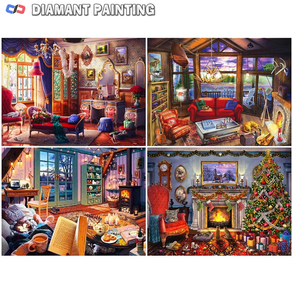 5D DIY Full Diamond Painting Christmas\'s Gift Cross Stitch Diamond Embroidery New Landscape Rhinestone Art Wall Decorations Art