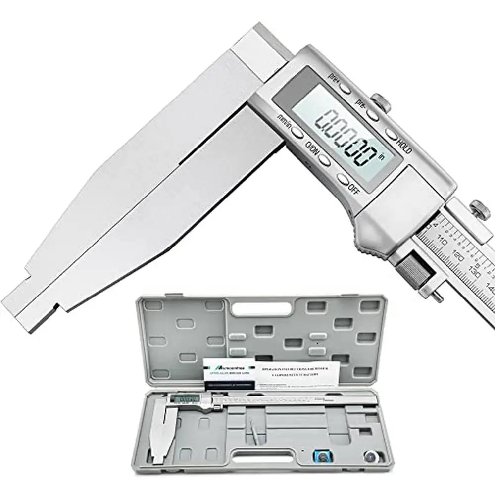 Digital Caliper 12 Inch Long Jaw Measuring Tool Metal Frame Large LCD Screen 0.0005