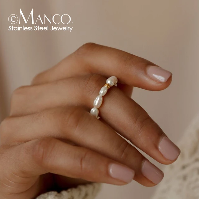 Minimalist pearl ring deals