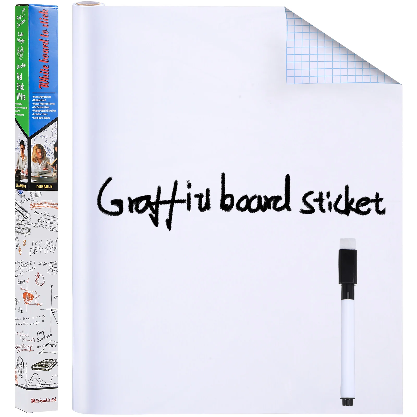 2 Rolls Chalkboard Wall Sticker White Dry Erase Paper Whiteboard On Sticky For Stickers