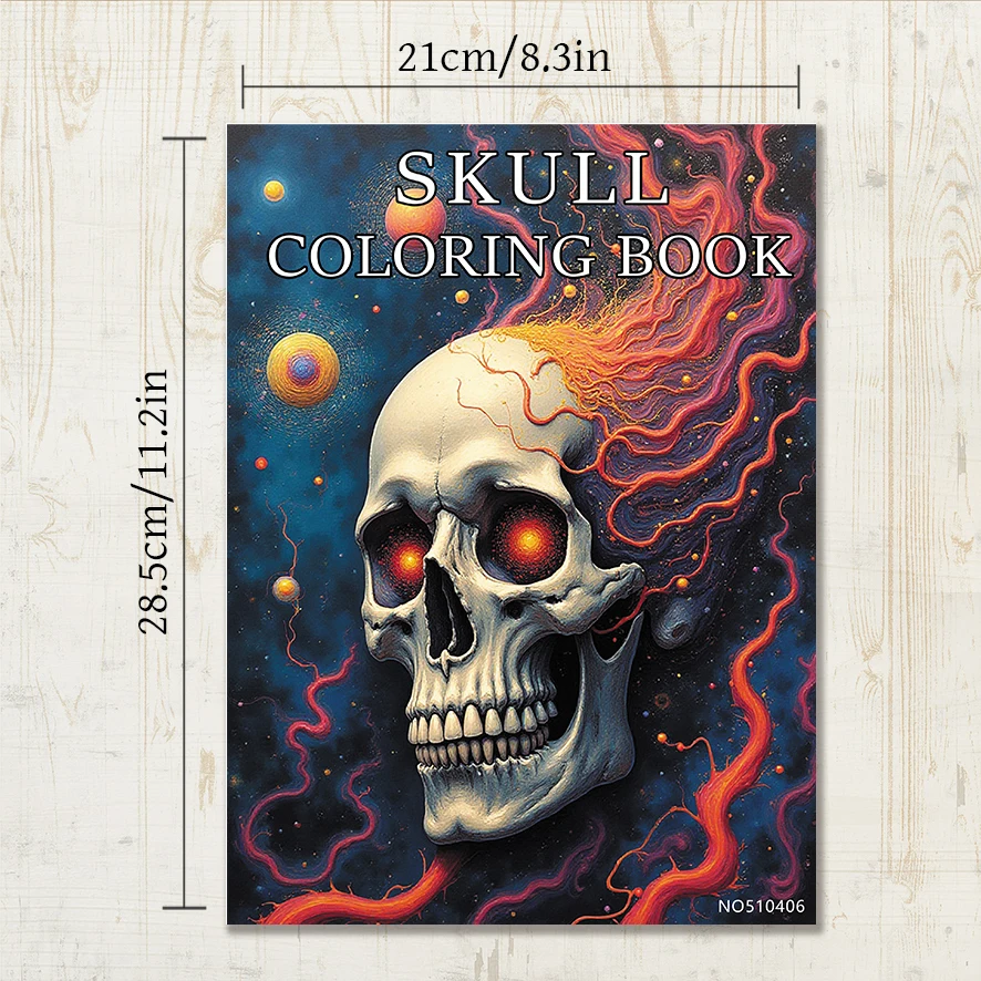 Skull Coloring Book for Adults 8.3x11.2 inches Stress Relieving Creative Art 22 Pages
