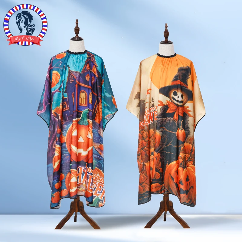 

Парикмахерская накидка на Хэллоуин, фартук с имитацией тыквы, водонепроницаемый тканевый пылезащитный плащ, аксессуары для парикмахерских салонов