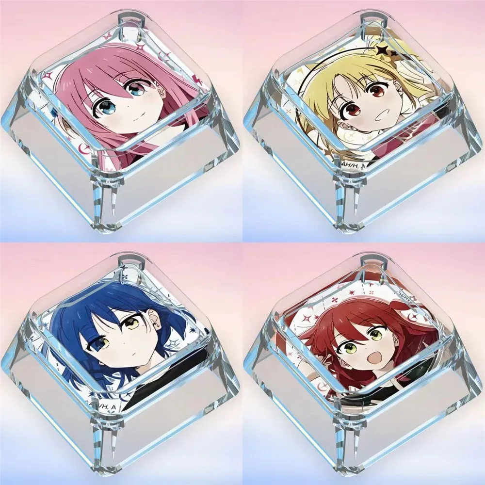 Teclas transparentes de dibujos animados personalizadas, teclas bonitas de Anime japonés para niñas, regalo para teclado mecánico Cherry MX Switch