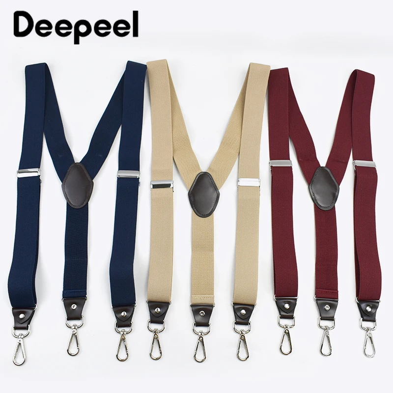 1 PC Deepeel 3.5X120 ซม.Unisex ผู้ใหญ่ 3 คลิป Hook ความยืดหยุ่น Suspenders Y-Type Snap BUCKLE Suspender ชุดกางเกงปรับสายคล้อง