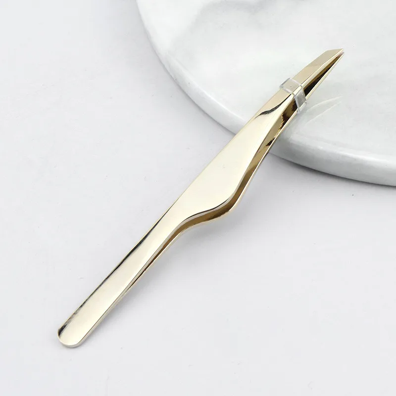 Stainless Steel Eyebrow Clip Eyelashes Double Eyelid Sticker Tweezers Makeup Tools Slant Tip Hair Removal Tweezers Beauty Tools