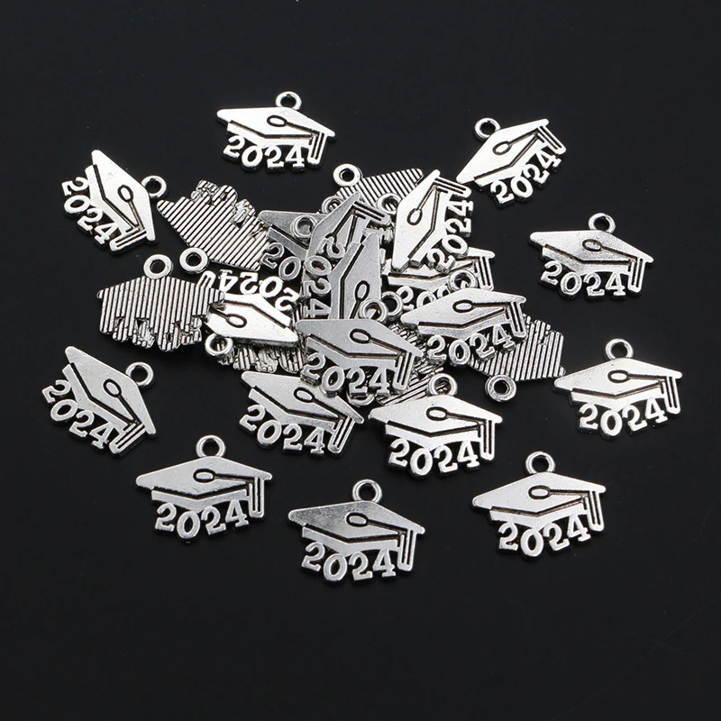 50pcs 9x14mm Year Number 2024 2025 2026Pendant Charms DIY Jewelry Making Jewelry Finding Antique Silver Plated Accessories