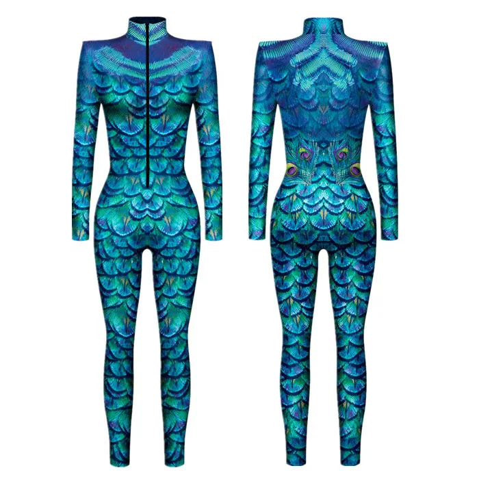 Herren Damen Punk Future Roboter Drache Schlange Totenkopf 3D-Druck Bodysuit Erwachsenen-Halloween-Kostüm Party Rollenspiel Schlanker Jumpsuit – Detail 20