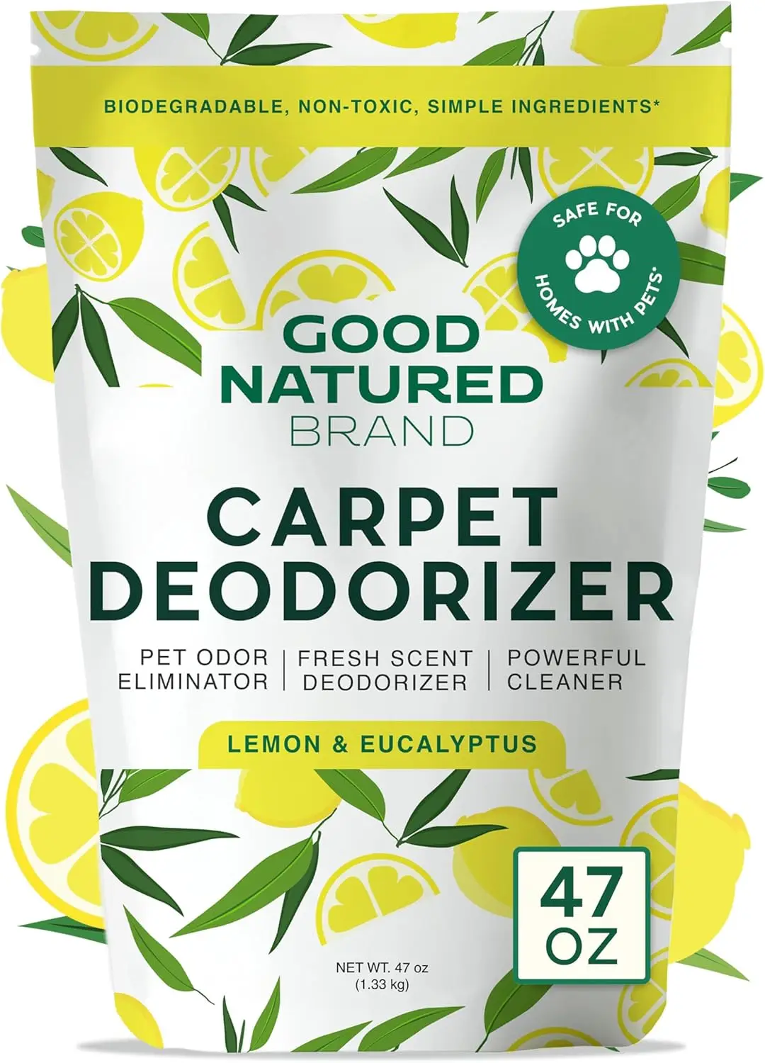 

Carpet Deodorizer & Freshener Powder | 47 oz Pet Odor Eliminator for Strong Odors & Urine | Fresh Lemon & Eucalyptus Scent