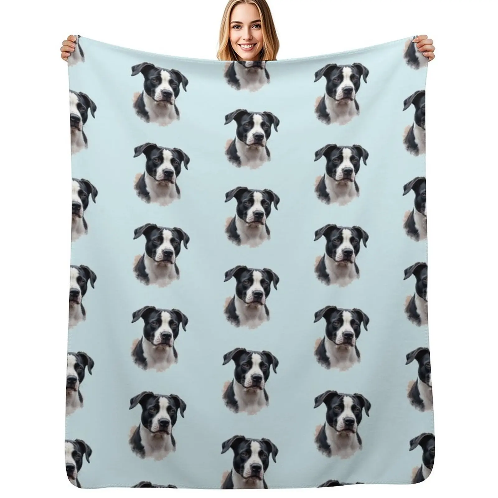 

Black and White Pitbull Dog color art Throw Blanket Soft Home Decor Blanket for Couch Bedroom
