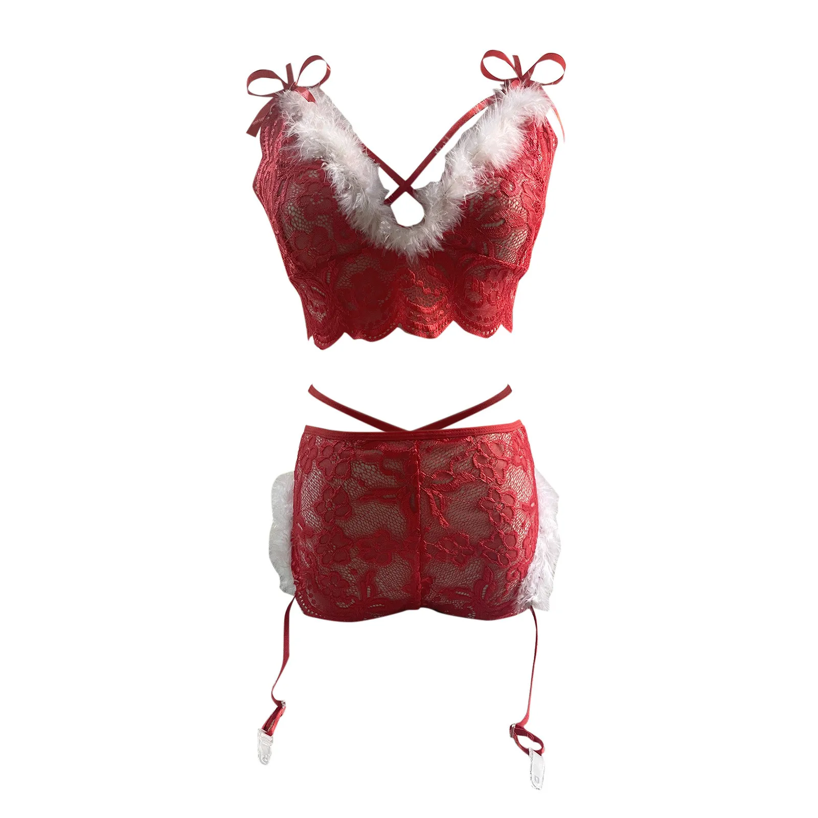 2pc Weihnachten Dessous Set Frauen Neujahr BH Rock Anzug rot Frau Santa Claus Kostüme weibliche Weihnachts feier exotische Kleidung Unterwäsche