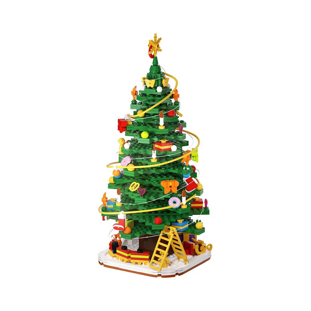 

Gobricks MOC Christmas Tree Building Block Model Mini Size Christmas Tree Decorate Bricks Assembly Educational Toys Kids Gifts
