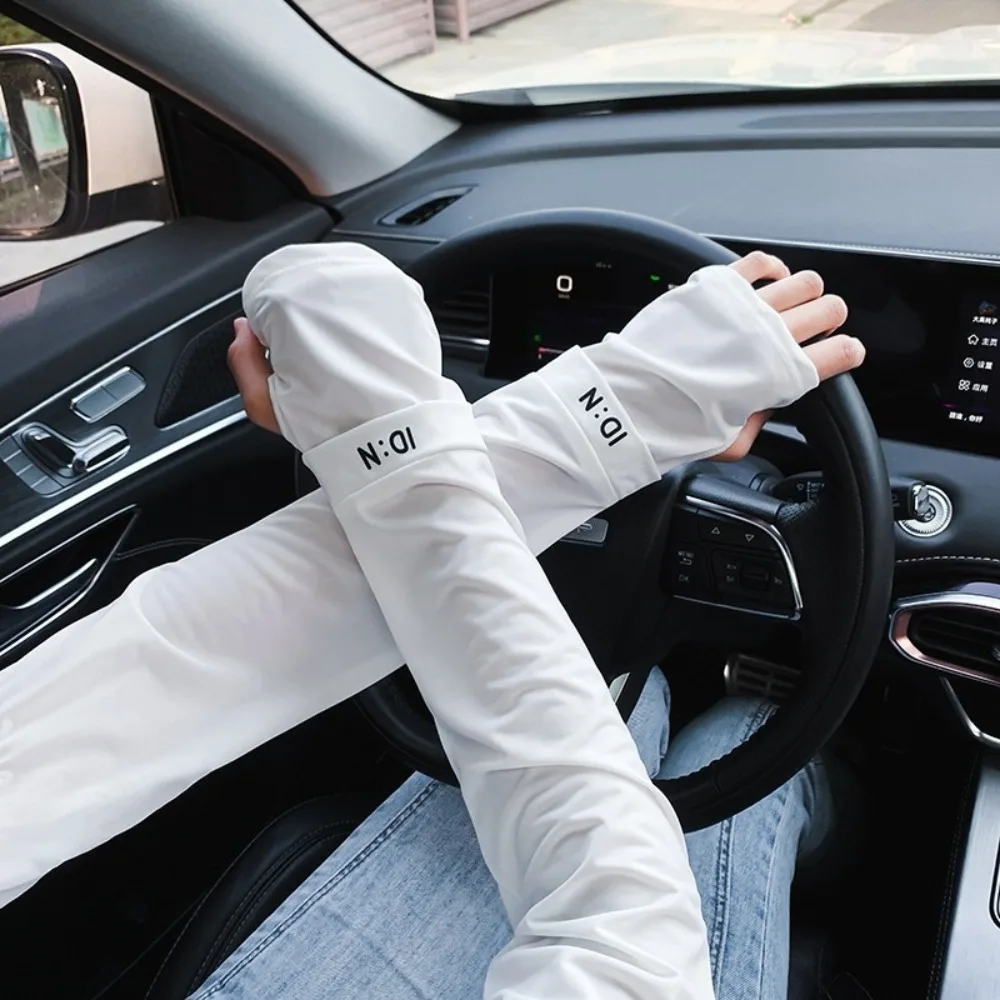 

Новые однотонные солнцезащитные рукава с защитой от УФ-лучей, перчатки из ледяного шелка для верховой езды, свободные дышащие перчатки из ледяного шелка для улицы