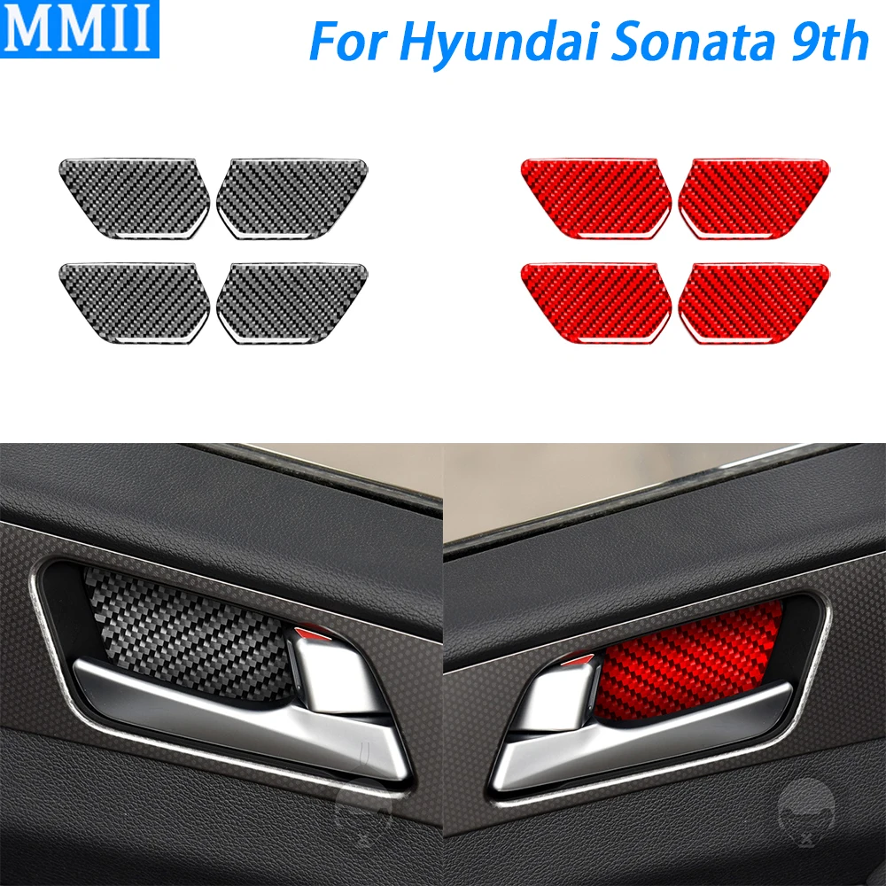 

For Hyundai Sonata 9th 2015-2017 Accessories Carbon Fiber Inner Door Handle Bowl Panel Cover Car Interior Decoration Sticker