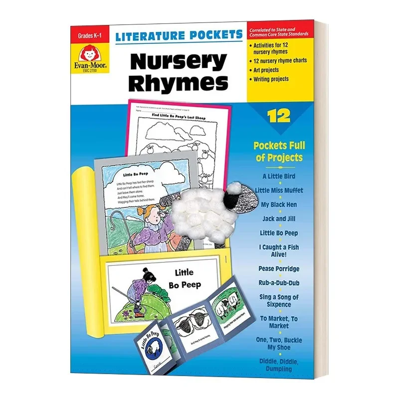 Evan-Moor Literature Pockets: Nursery Rhymes, Grades K-1 Workbook,aged 5 6 7 8, English book 9781557998194