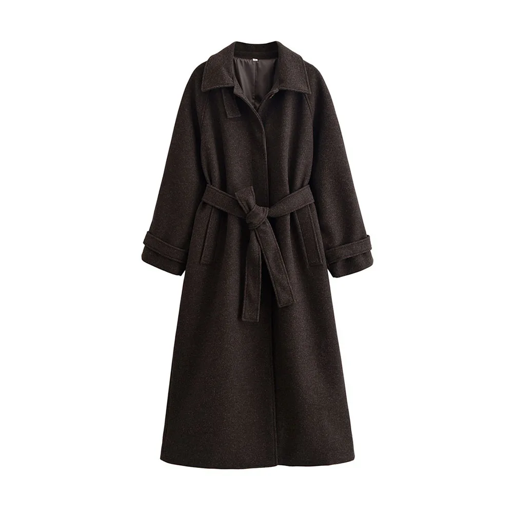 

Осенняя новая женская одежда, модное простое и универсальное шерстяное пальто с поясом