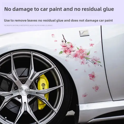 Körsbärsblommande blommig bilklistermärke rosa bilvinyldekal stötfångarfönsterlister vattentät interiör bilstylingtillbehör 10 best sales Sakura biltillbehör - №5