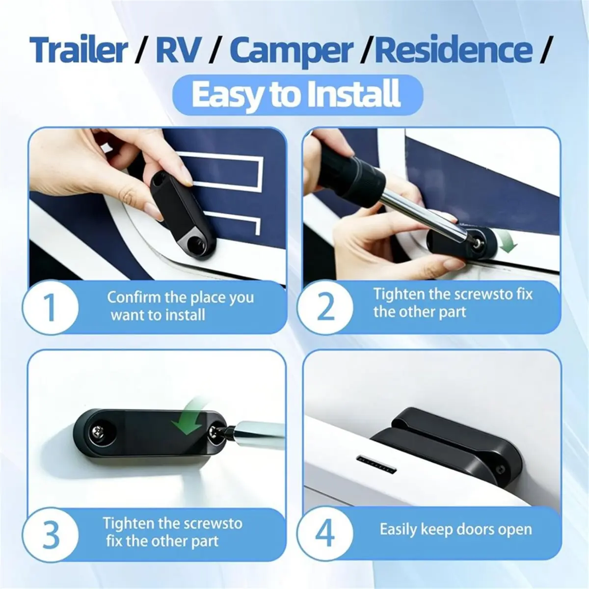 A1230K (4 Pair) RV Magnetic Door Holder ,Magnet Storage Door Baggage Holder Clip Equip 16 Screws for Door RV Baggage Door Catch