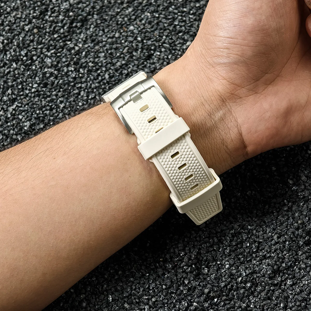 Silicone Strap for Apple Watch Band 49mm 45mm 44mm 42mm Metal Connector Sports Bracelet for IWatch Ultra 2 Series 9 8 7 6 SE 5 4
