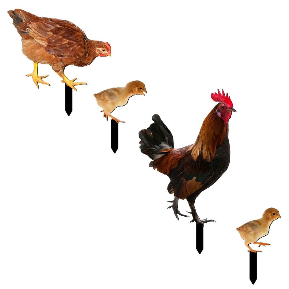 

4Pcs Acrylic Chicken Yard Stakes Realistic Garden Decor Timesaving Effortless Lawn Decoration