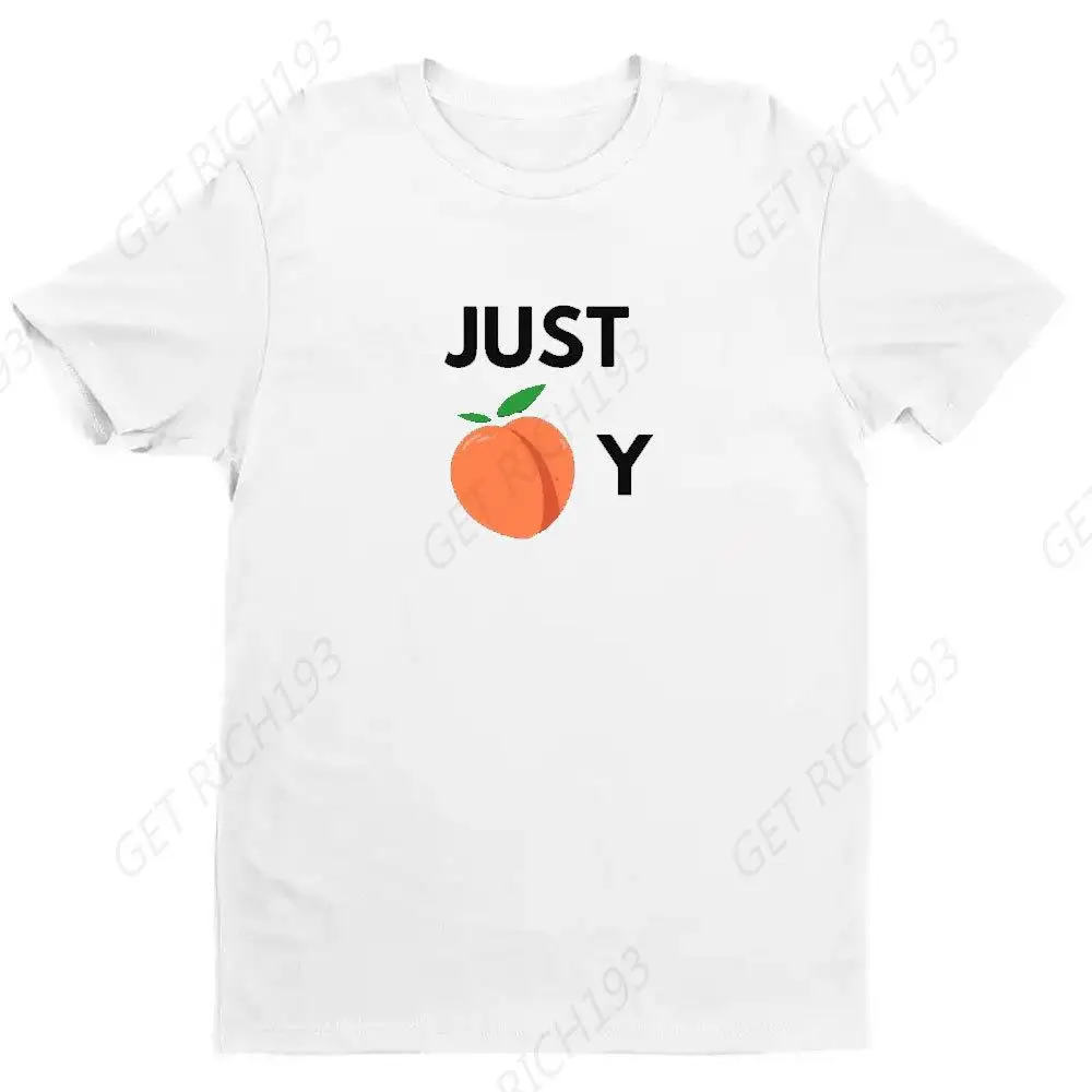 

Just Peachy T-Shirt Cute Apparel Funny T-Shirt Gift Atlanta Peach Fruit Clothing Short Sleeve Simple Designs Streetwear Cotton