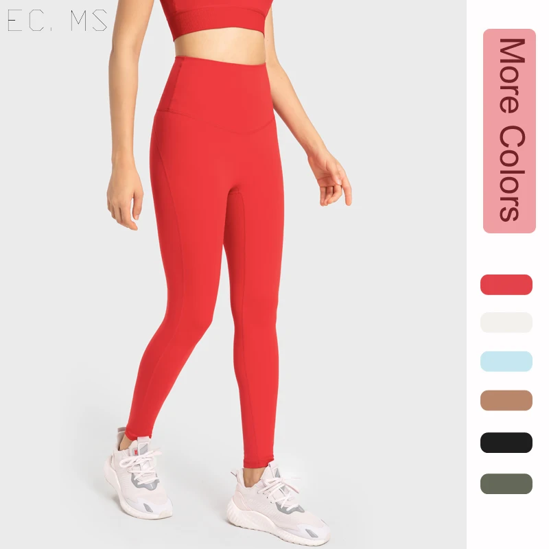 Red Leggings for Women No Embarrassing Line High Waist Evrlue Nude Feeling GYM Daily Bottoms Athletic Yoga Pilates Running Pants