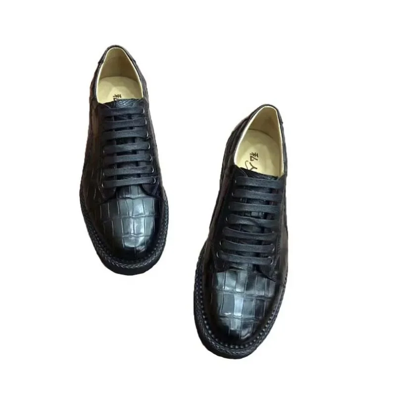 

Wanexing мужские туфли из крокодиловой кожи, повседневная мода, мужские туфли на плоской подошве со шнуровкой и круглой головкой