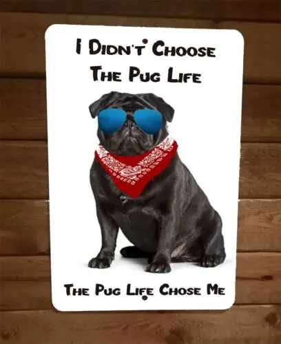 I Didn't Choose The Pug Life The Pug Life Chose Me 8x12 Metal Wall Sign