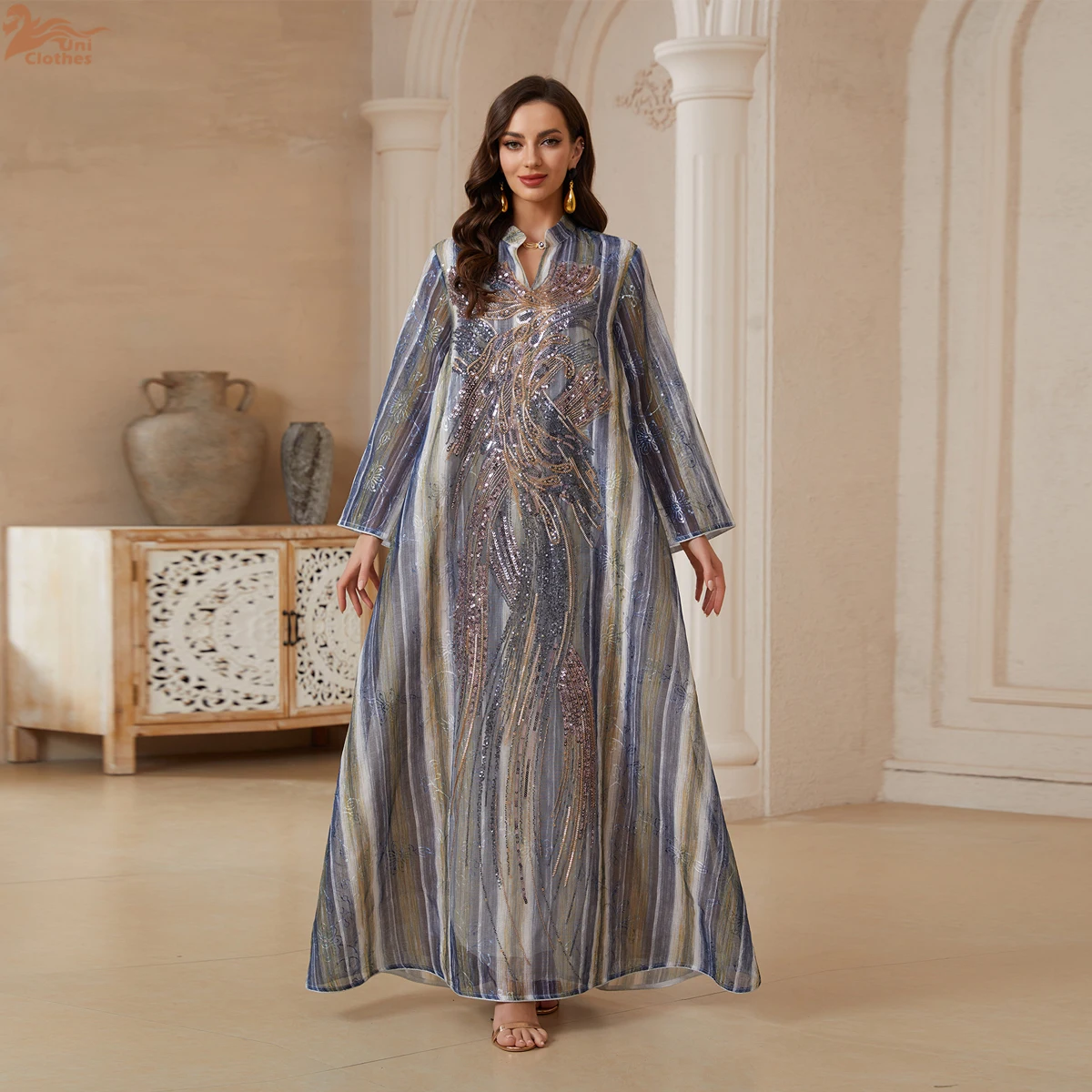

Ramadan Abayas For Women Dubai 2026 Mesh Embroidery Luxury Sequined Casual Loose Dress Elegant Prom Dresses Female Clothing