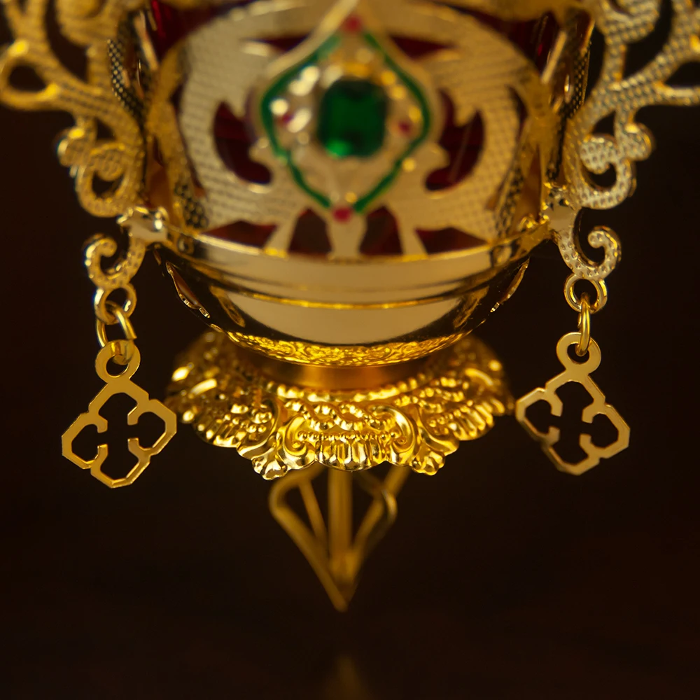 HTISOK Orthodoxe Westliche Kirchen-Vigillampe Kleine Hängelampe Mit Kette Hochwertig Handgefertigt Goldbeschichtet – Detail 11