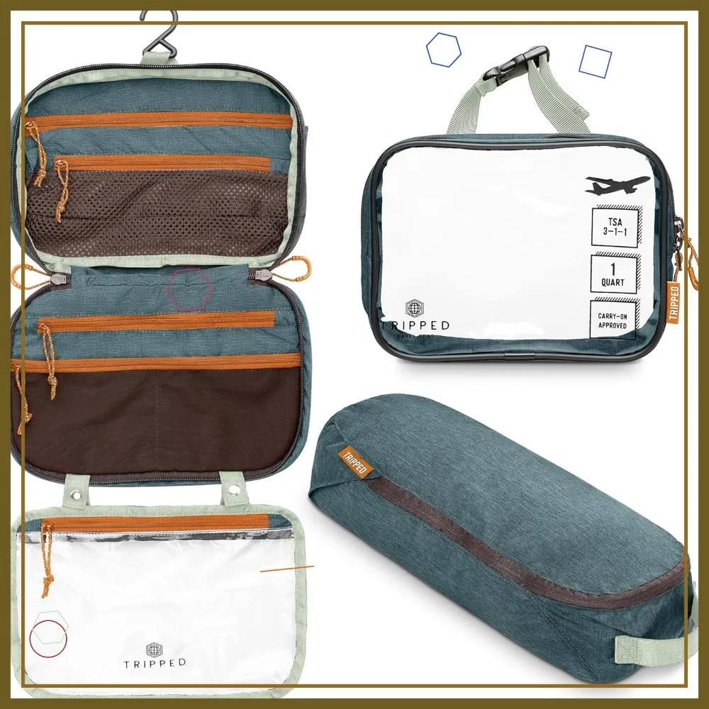 Hanging Travel Toiletry Bag Set with TSA Liquid Pouch and Ultralight Organizer for Easy Packing