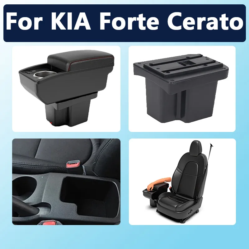 

For Kia Cerato 2009-2013, Forte armrest box central storage box armrest box with USB car interior modification decoratio