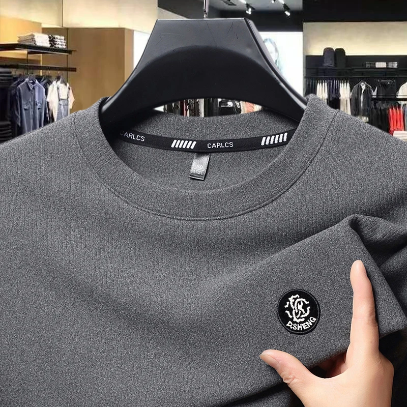 الخريف والشتاء جولة الرقبة هوديي منتصف العمر عارضة فضفاضة طويلة الأكمام تي شيرت سترة قاعدة سترة