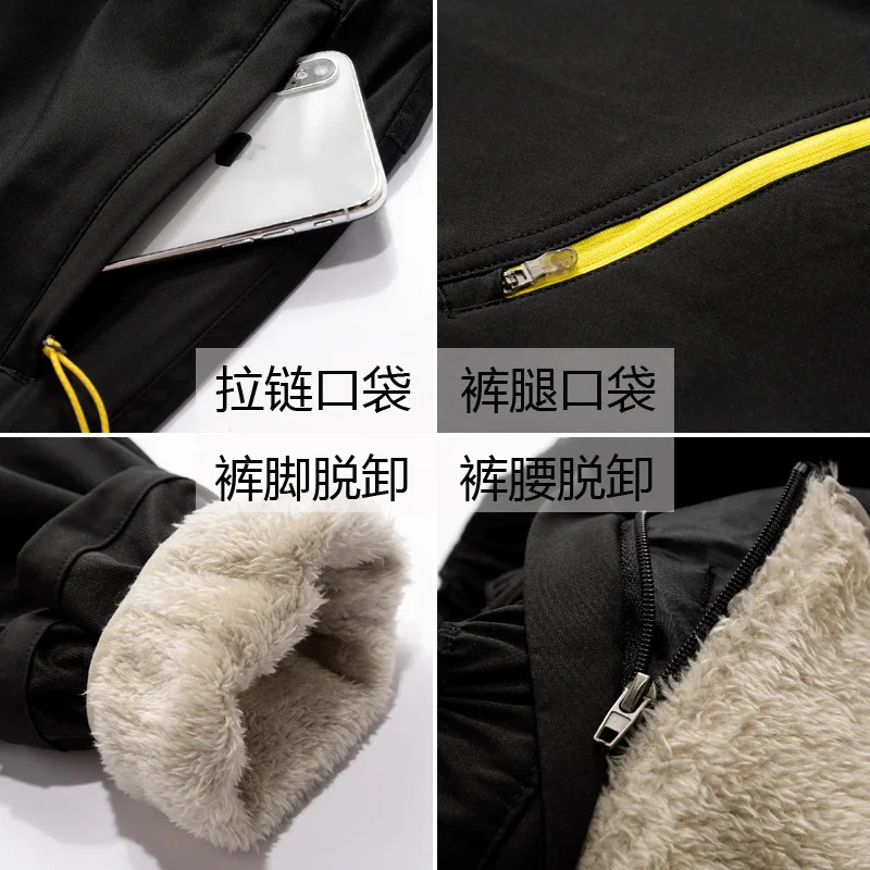 السراويل الحرارية في الهواء الطلق الرجال النساء دراجة نارية شتاء دافئ يندبروف السراويل المقاومة للماء القابلة للإزالة الطبقة الداخلية تسلق Trous #5