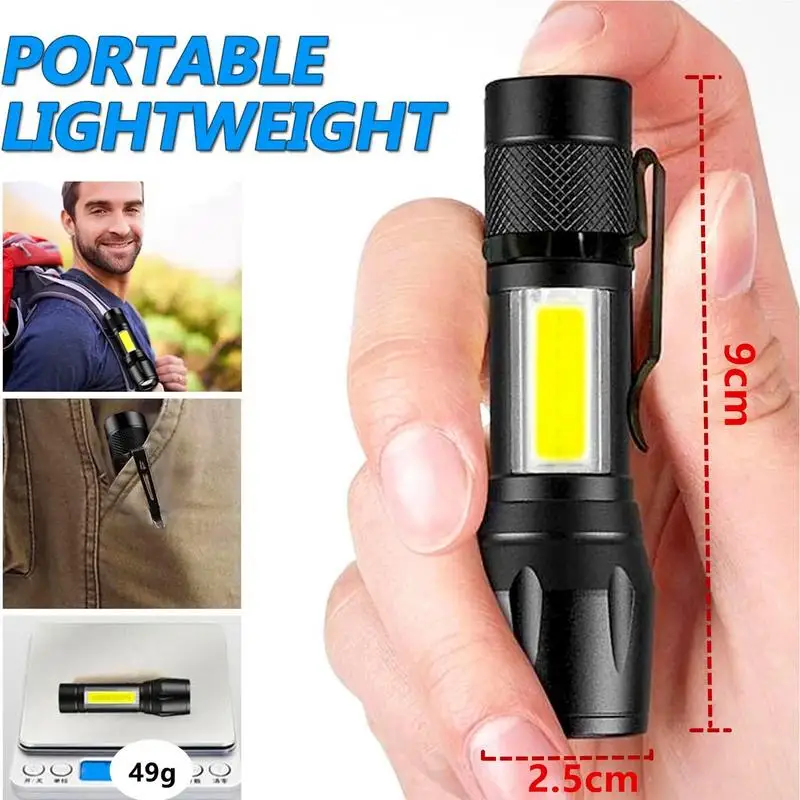 Pocket Rechargeable Flashlight Handheld Flashlight High Lumens Waterproof LED Flashlight Rechargeable Flash Light Adjustable
