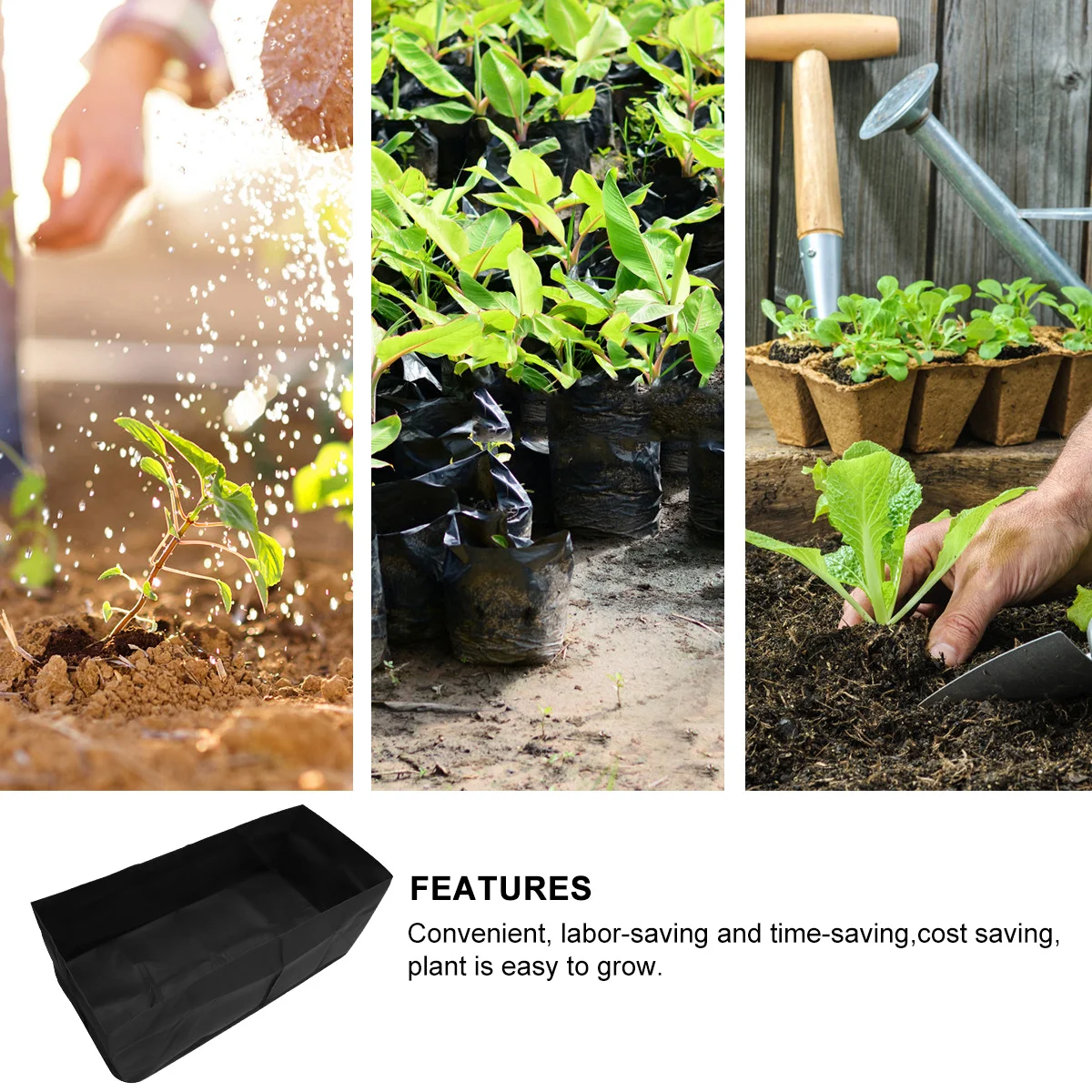 

Black Nonwoven Fabric Planting Bag for Balcony Garden Farm Thickened Breathable Large Capacity Growing Pouch for Flower Grass