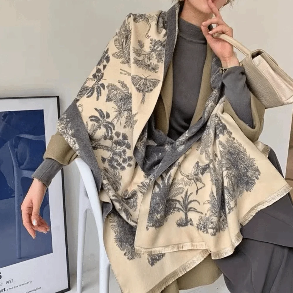 الطباعة الكبيرة العرقية نمط وشاح بوهيميا موضة تقليد الكشمير وشاح شال اكسسوارات الشتاء الدافئ شرابة الأوشحة طالب #5