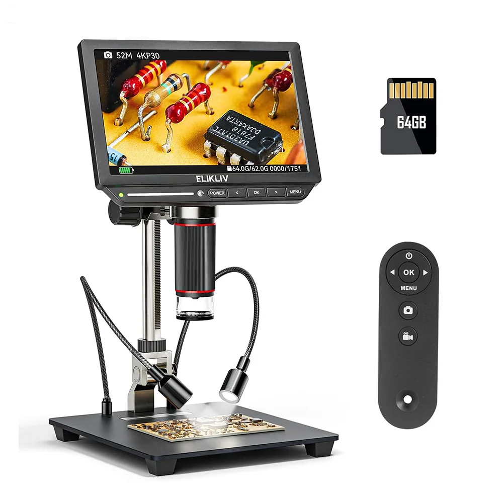 Elikliv Em4 K 4K Hdmi Digitale Microscoop Voor Elektronica 8 "2000x Soldeermicroscoop Voor Pcb Inspectie Reparatie Met 10" Stand