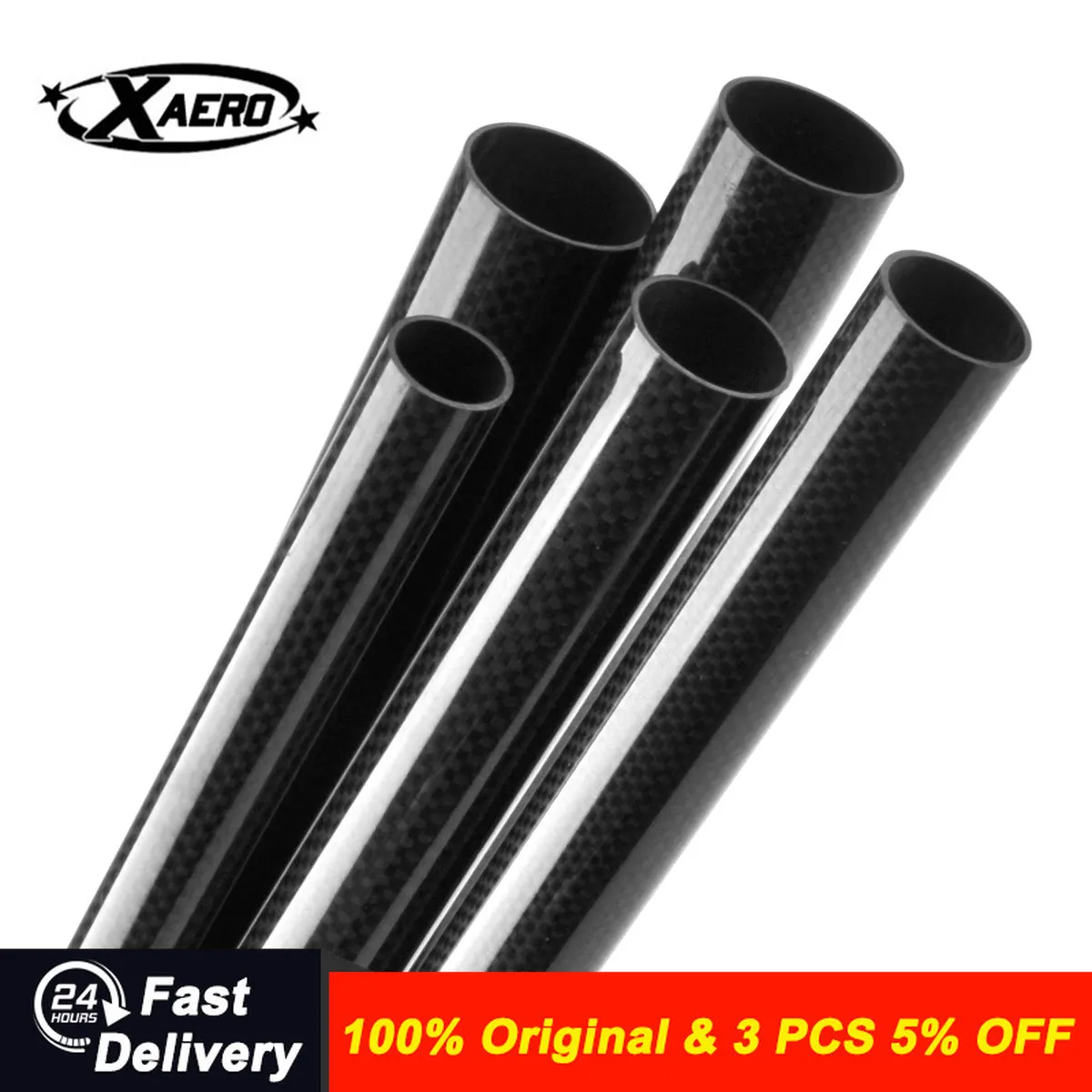 

3K глянцевая черная трубка из углеродного волокна 500 мм, круглые стержни разных размеров, высокопрочные для радиоуправляемых моделей и проектов DIY