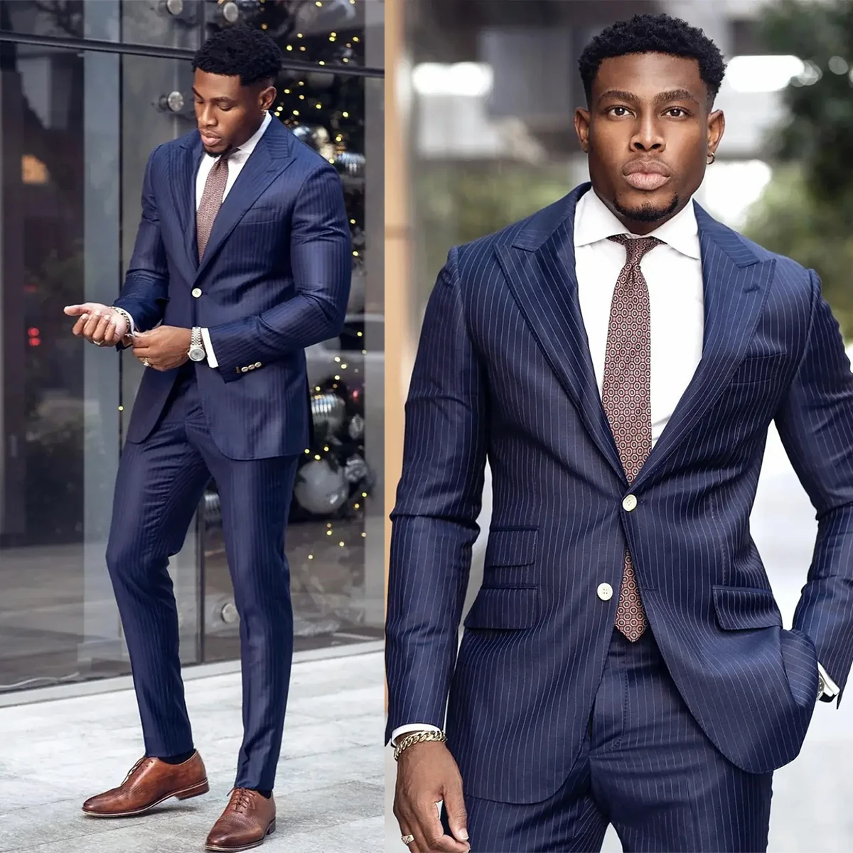 

Classic Pinstripe Business Men's Suit Wedding Suits Comfort 2-Pieces Tailor-Made Groom Groomsman Formal Occasions Customized