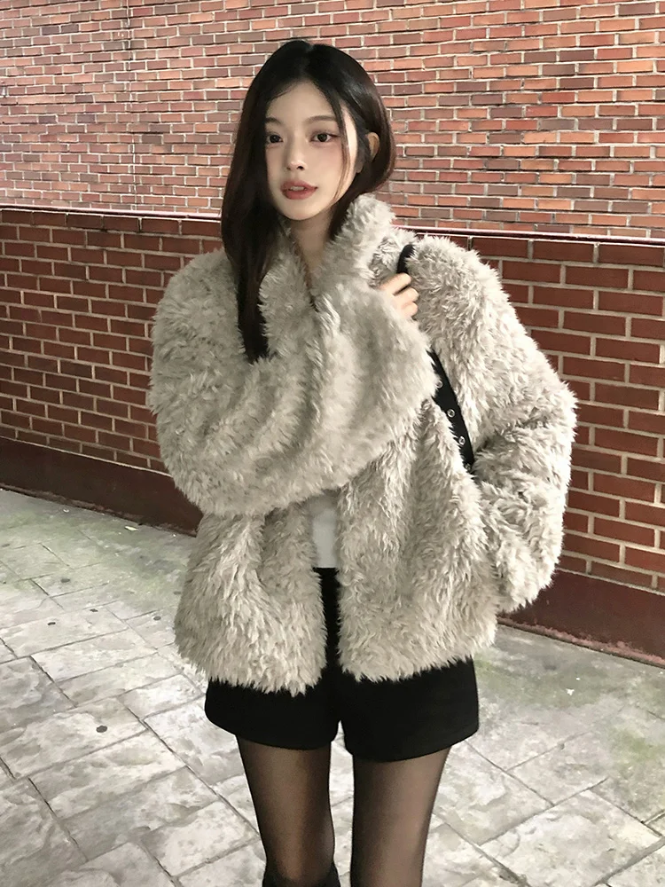 Thiened 양털 자켓 여성용 겨울 따뜻한 외투 부드러운 밀킨 코트 한국 스타일 패셔너블한 이너웨어 모든 연령대용