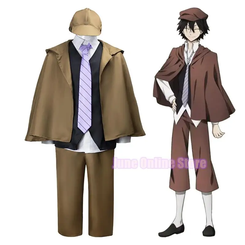 Bungo Edogawa Ranpo Cosplay Costume Long Cloak Coat Suit Adult Men Stray Windbreaker Halloween Clothing Anime Cosplay Wig Dogs