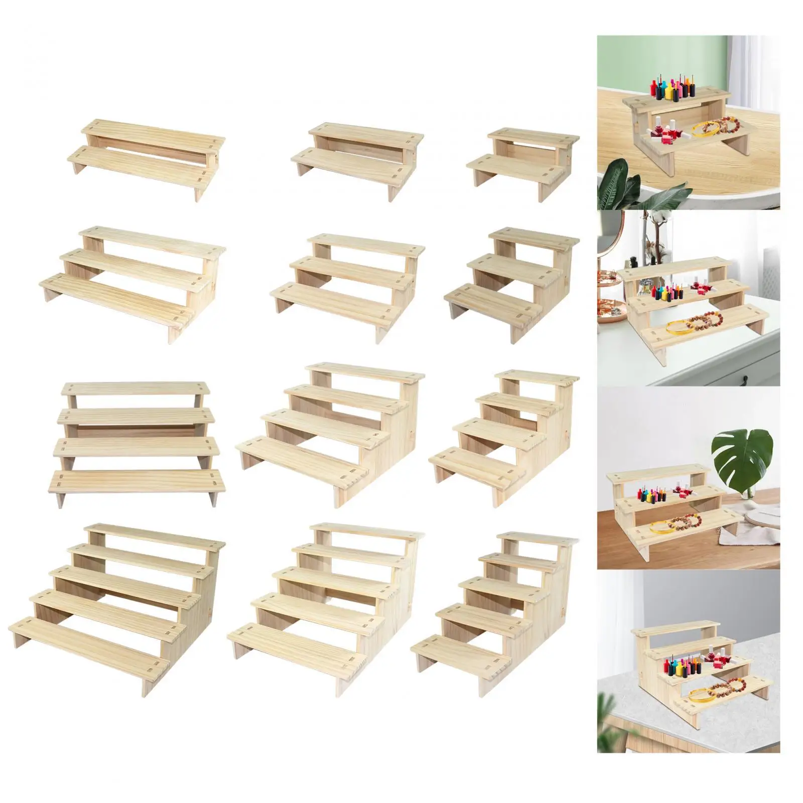 Wood Display Riser Stand Jewelry Organizer Rack for Sculptures Toys Dorm