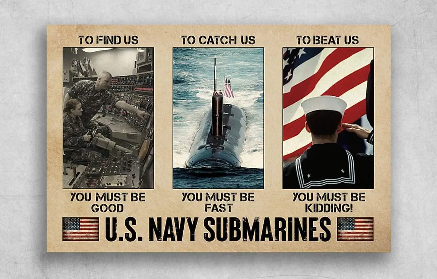 U.S. Navy Submarines To Find Us You Must Be Goog To Catch Us You Must Be Fast Poster Vintage Wall Decor Metal Sign Plaque P sign