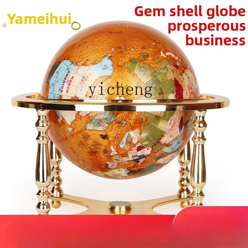 

ZK Marble Feng Shui Gemstone Globe Ornament Office Study Living Room Home Decor
